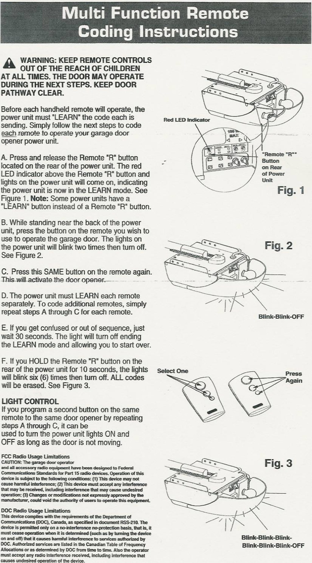 Picture of: Stanley Compatible Garage Door Opener Parts – Programming Instructions